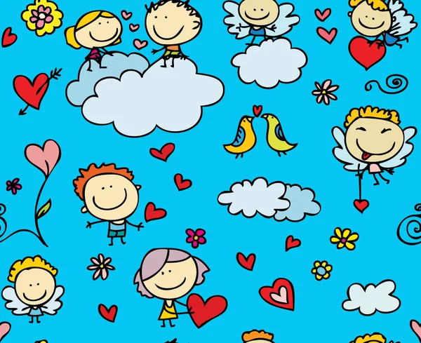 Dzieci miłości valentine wzór — Wektor stockowy