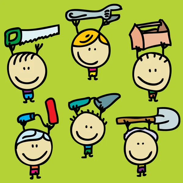 Children and tools — Stock Vector