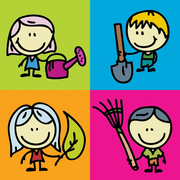 KIds and tools — Stock Vector