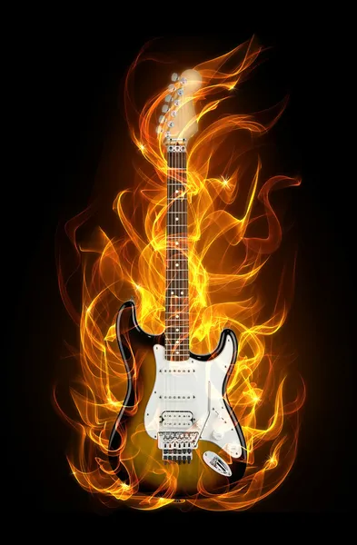 Guitarra fogo — Fotografia de Stock