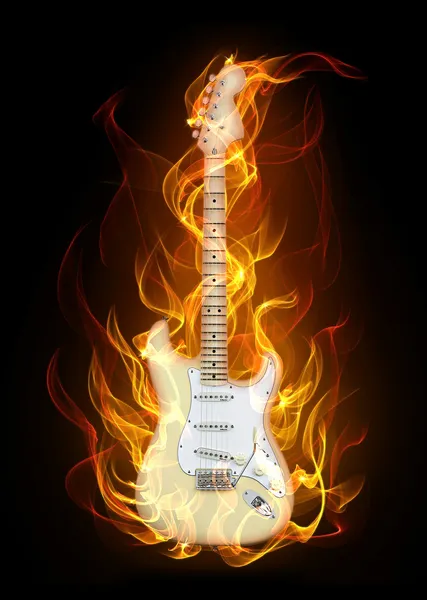 Guitarra fogo — Fotografia de Stock