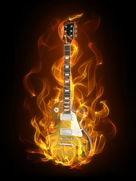 Guitarra fogo — Fotografia de Stock