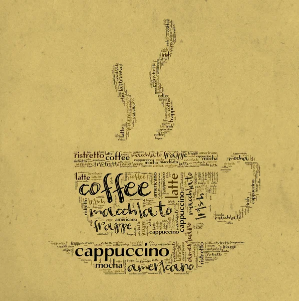 Wordcloud koffie beker — Stockfoto