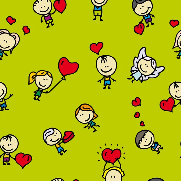 Doodle seamless background pattern of love valentine day — Stock Vector
