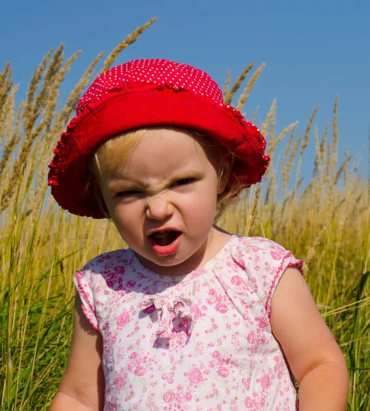 Emotional Little Girl with funny Face Expression — Stock Photo, Image