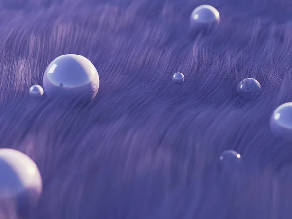 Çok peri - 2022 'nin rengi. Moda renginde kıllı bir arka plan. Gelecekçi tek renkli menekşe tüylü arka plan