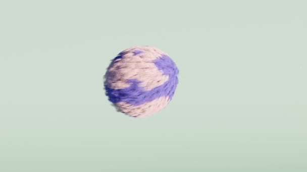 Hårig boll i två färger flyger. Skumt huvud luddigt, cgi abstrakt konst rörelse. Dynamisk bockning fluffig sfär. 3D-återgivning — Stockvideo