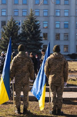 Poltava, Ukrayna - 20 Şubat 2022 Nebesna Sotnia Anıtı ve Meydan ve Haysiyet Devrimi Ayini
