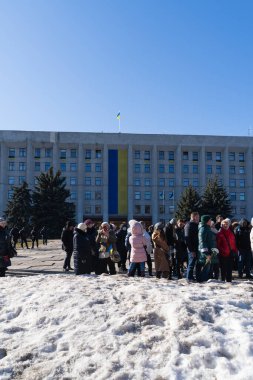 Poltava, Ukrayna - 20 Şubat 2022 Nebesna Sotnia Anıtı ve Meydan ve Haysiyet Devrimi Ayini