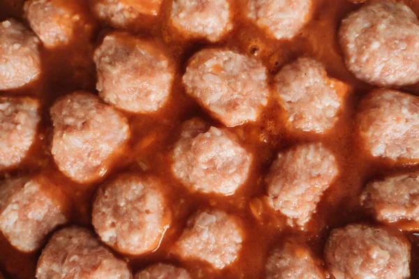 Meatballs Proces Gotowania Patelni Domu Wołowina Kurczak Mięso Wieprzowe Przepis — Zdjęcie stockowe