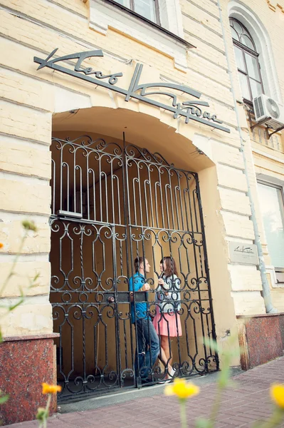 aşk sevgi, sevinç, mutluluk, gülümseme, düşme şehir yürüyüş.