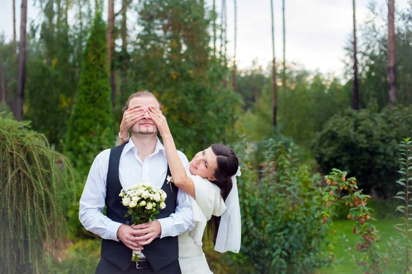 Bride and groom over wedding — Stock Photo, Image