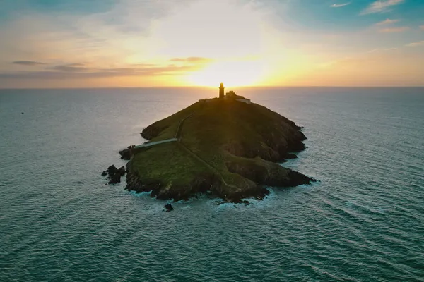 Légi Felvétel Ballycotton Világítótoronyról Cork Megyében Írországban Napkeltekor Egy Nyugodt — Stock Fotó