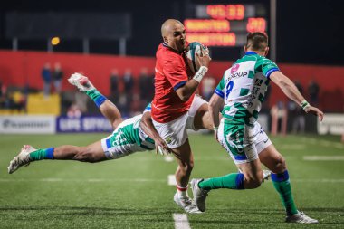 25 Mart 2022, Cork, İrlanda - Simon Zebo, Birleşik Rugby Şampiyonası maçında Munster (51) ve Benetton (22))
