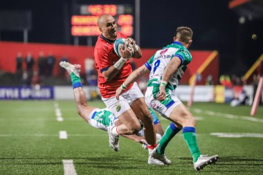 25 Mart 2022, Cork, İrlanda - Simon Zebo, Birleşik Rugby Şampiyonası maçında Munster (51) ve Benetton (22))