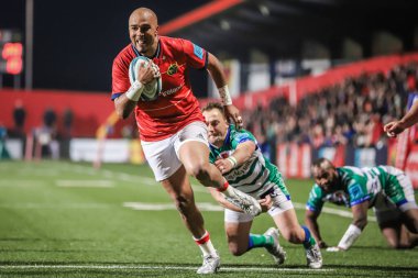 25 Mart 2022, Cork, İrlanda - Simon Zebo, Birleşik Rugby Şampiyonası maçında Munster (51) ve Benetton (22))
