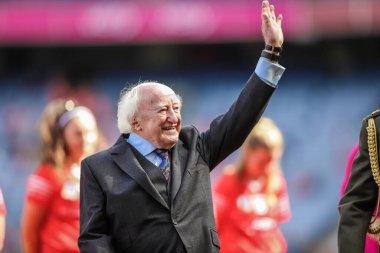 August 7th, 2022, Dublin Ireland; Republic of Ireland President Michael Daniel Higgins at the Senior Camogie All-Ireland Championship Final match between Cork and Kilkenny