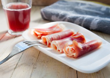 plate of cured ham clipart