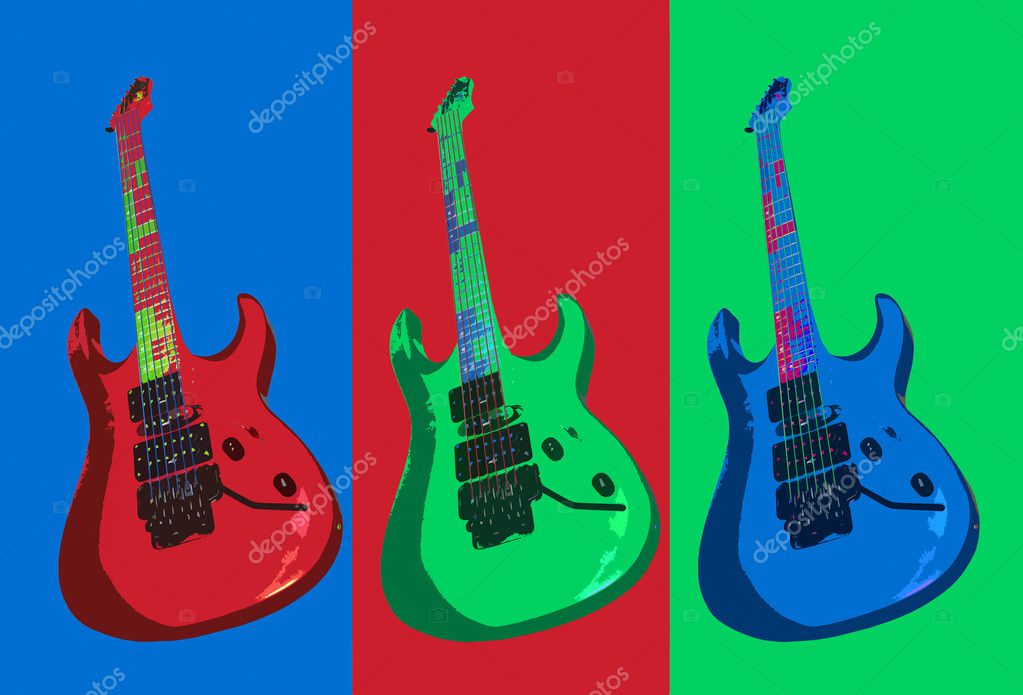 Three colorful psycho guitars Stock Photo by ©MaxRomantiQ 14952993
