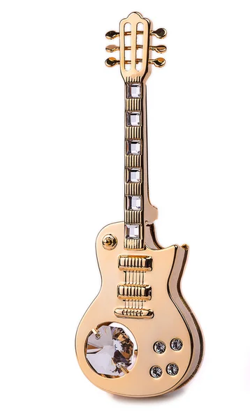 Golden guitar with huge crystal on the center — Stock Photo, Image