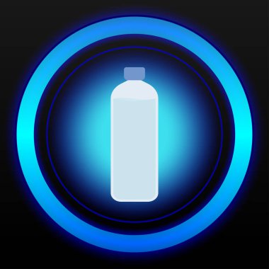 Gıda düğmesi, Su simgesi mavi ve siyah düğmeli vektör illüstrasyonu gıda seçimi maskini veya web düğmeleri koleksiyon afişi için siyah arkaplan