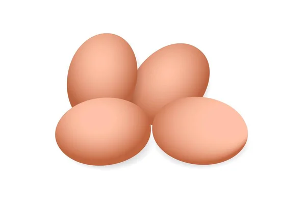 Four Raw Eggs White Background Illustration Design — Fotografia de Stock