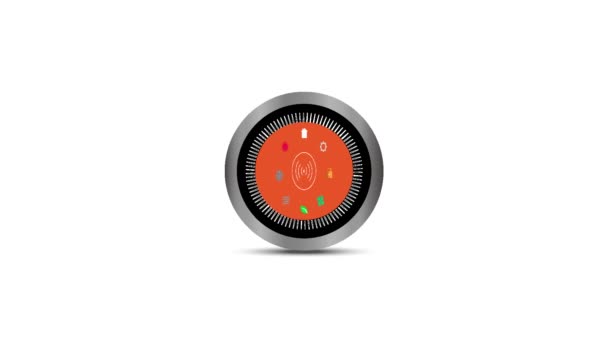 Orange Screen Modern Thermostat Home Icons Illustrator — Vídeo de Stock