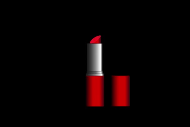 Red Lipstick Black Background — Stock video