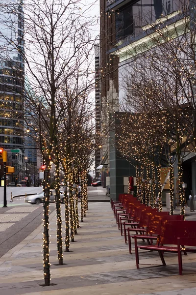 Işıklı ağaçlar downtown vancouver Noel