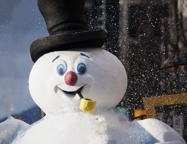 Fröhlicher Schneemann bei Weihnachtsparade in Vancouver lizenzfreie Stockbilder