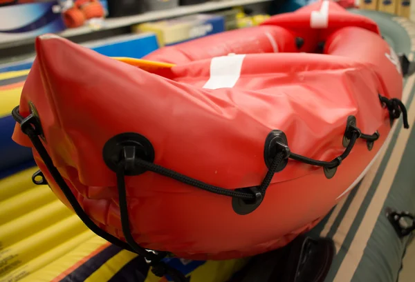 Orange inflatable raft — Stock Photo, Image