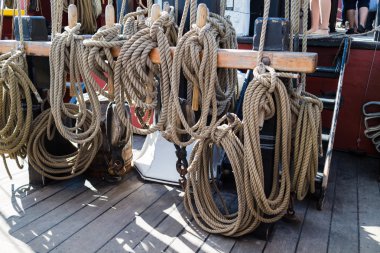 ropes and rigging on old vessel clipart