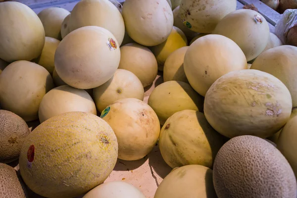 Fresh melons at market — Stok fotoğraf