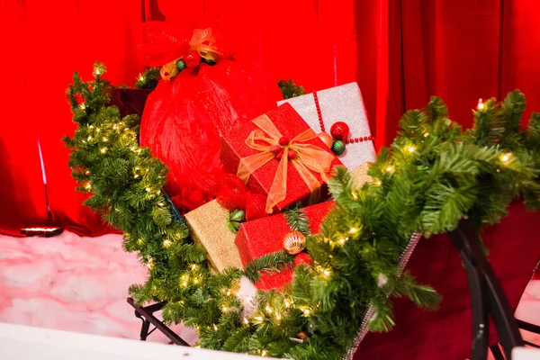 Gifts in santa sleigh — Stock Photo, Image