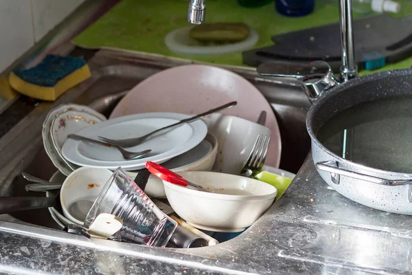 Very Dirty Disastrous Kitchen Sink — Zdjęcie stockowe