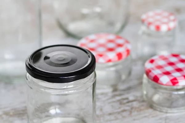 Empty Glass Jars Different Sizes Shapes — Photo