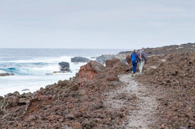 Lanzarote adasındaki Timanfaya bölgesinde volkanik manzara