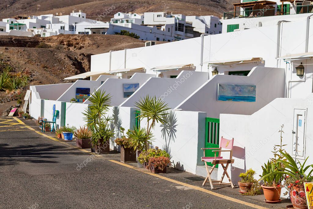 Playa Quemada town area in Lanzarote island, Spain