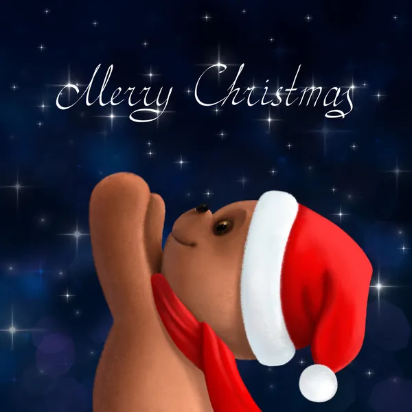 ตุ๊กตาหมีในหมวกคริสต์มาส — ภาพถ่ายสต็อก