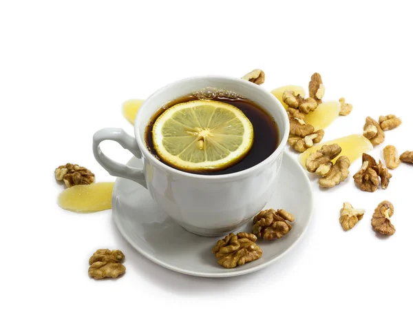 Taza de té con limón — Foto de Stock