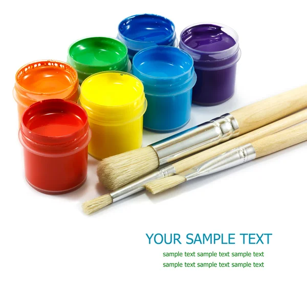 Paints and brushes — Stock Photo, Image