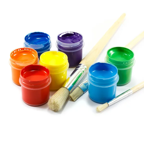 Paints and brushes — Stock Photo, Image