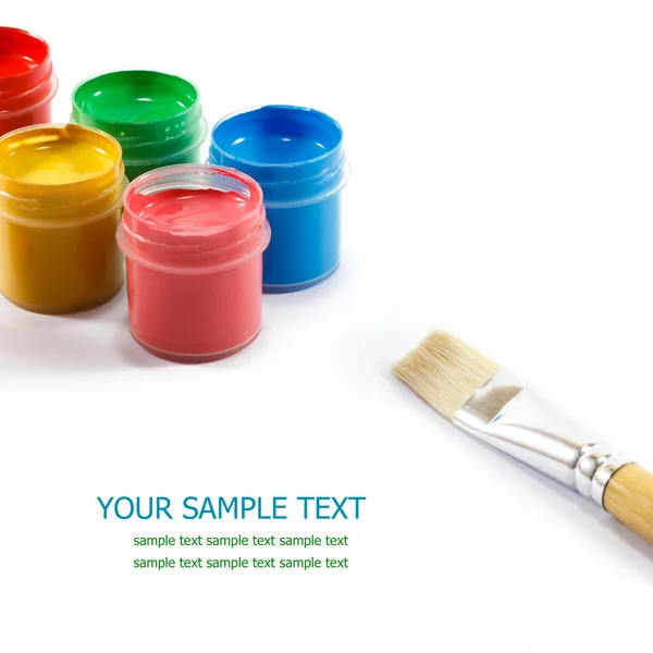 Paints and brush — Stock Photo, Image