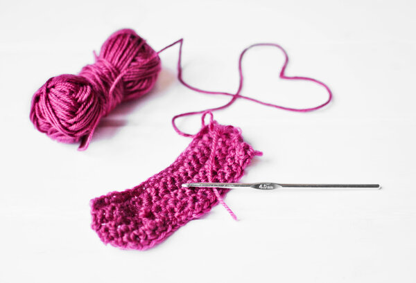 Pink crochet work