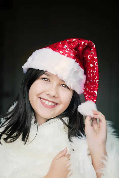 Santa smiling girl — Stock Photo, Image