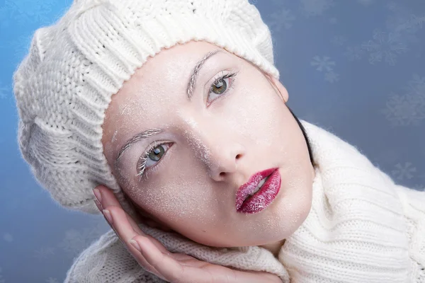 Snowy beautiful girl — Stock Photo, Image