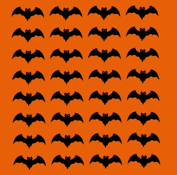 Koncepcja Dekoracji Halloween Wiele Czarnych Papierowych Nietoperzy Pomarańczowym Tle Przygotowanie — Zdjęcie stockowe