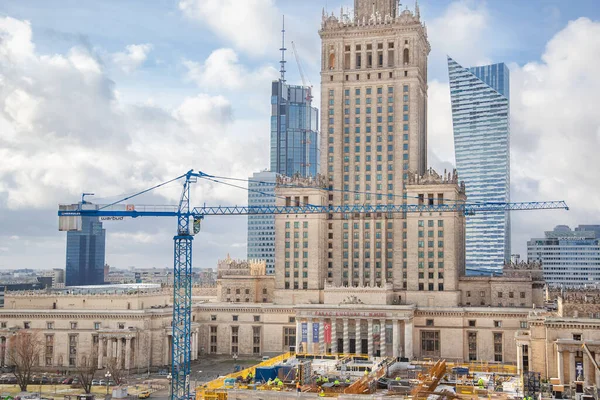 Warszawa Polska Stycznia 2022 Budowa Nowego Budynku Muzeum Sztuki Nowoczesnej — Zdjęcie stockowe
