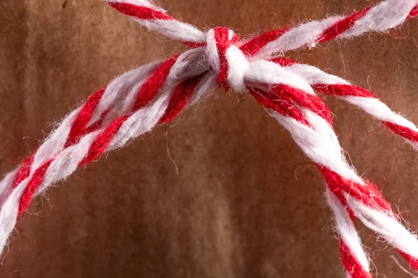 Red White Ribbon Bow Gift — Zdjęcie stockowe