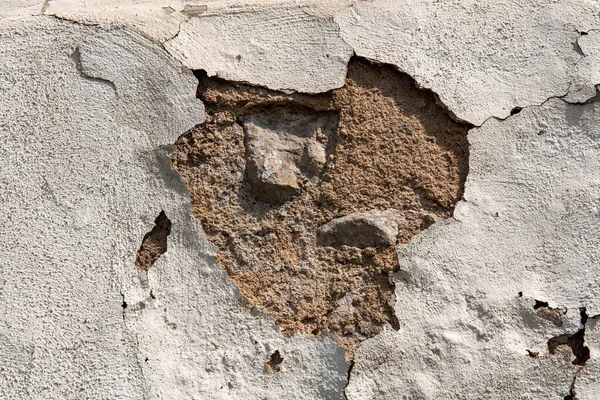 House Facade Vintage Crumbling Plaster Brick Wall — Stock Photo, Image